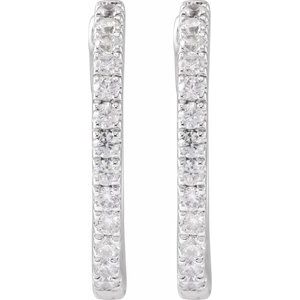 14K White Gold 1/3 CTW Lab-Grown Diamond 16.3 mm Hoop Earrings – image 2