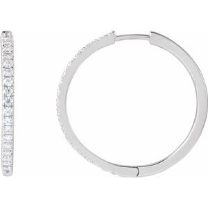 14K White Gold 1/2 CTW Lab-Grown Diamond 22.9 mm Hoop Earrings