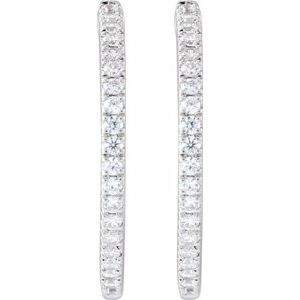 14K White Gold 1/2 CTW Lab-Grown Diamond 22.9 mm Hoop Earrings – image 2