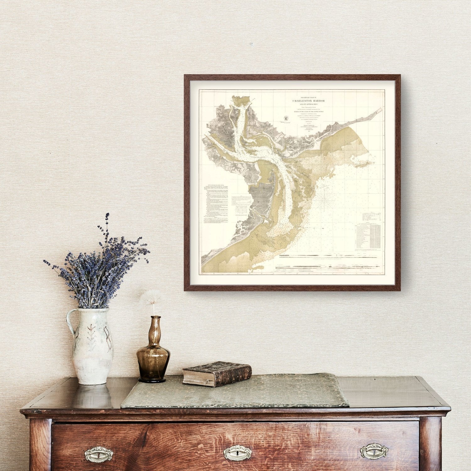 Vintage Charleston Harbor Map 1864