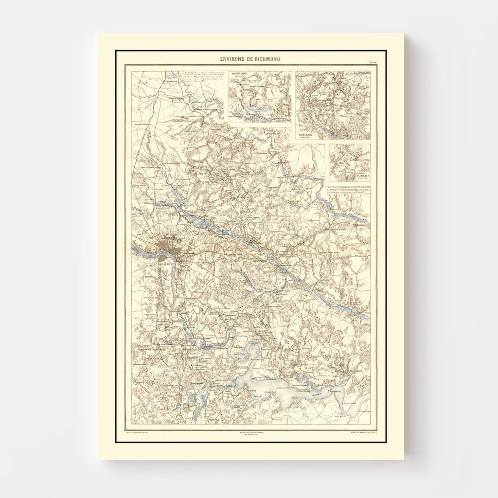 Vintage Richmond, VA Map 1874