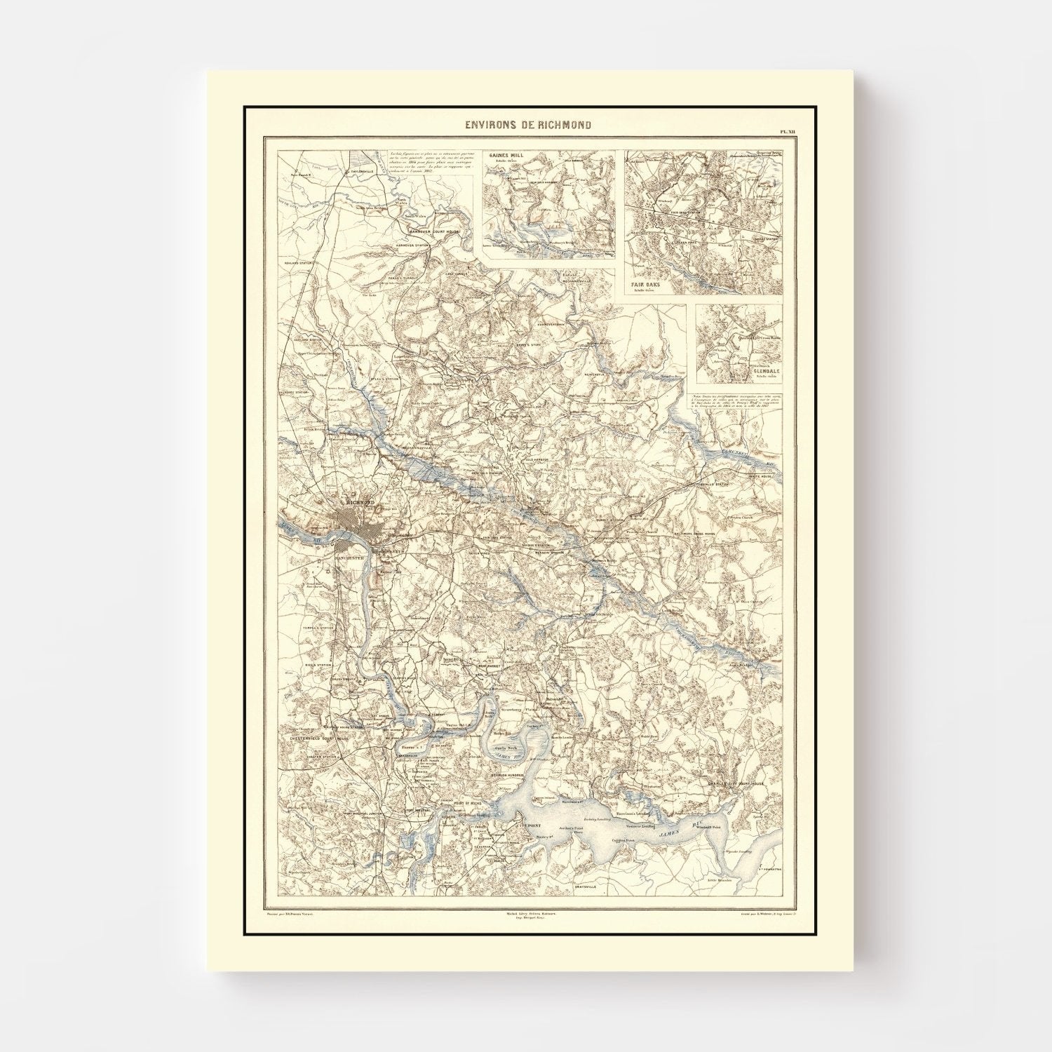 Vintage Richmond, VA Map 1874
