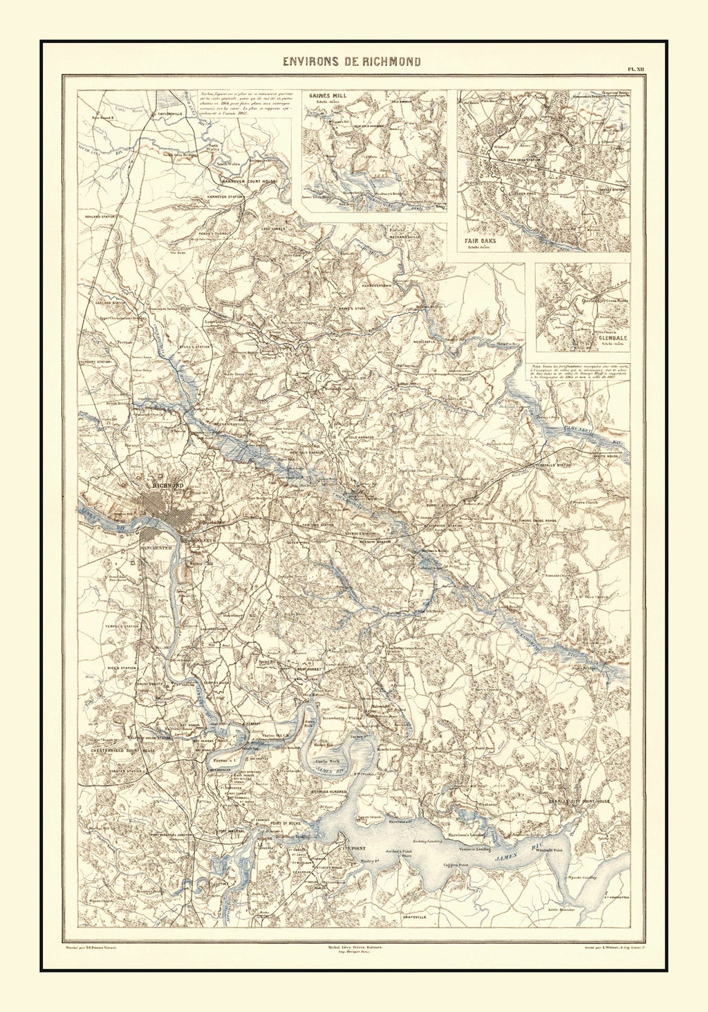 Vintage Richmond, VA Map 1874