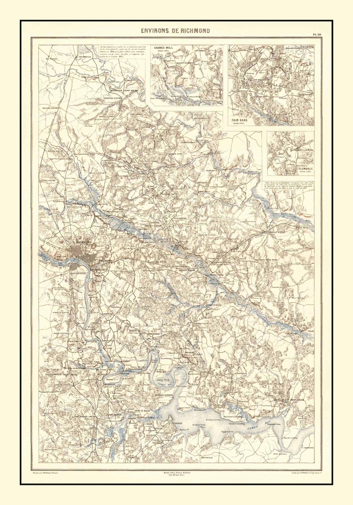 Vintage Richmond, VA Map 1874
