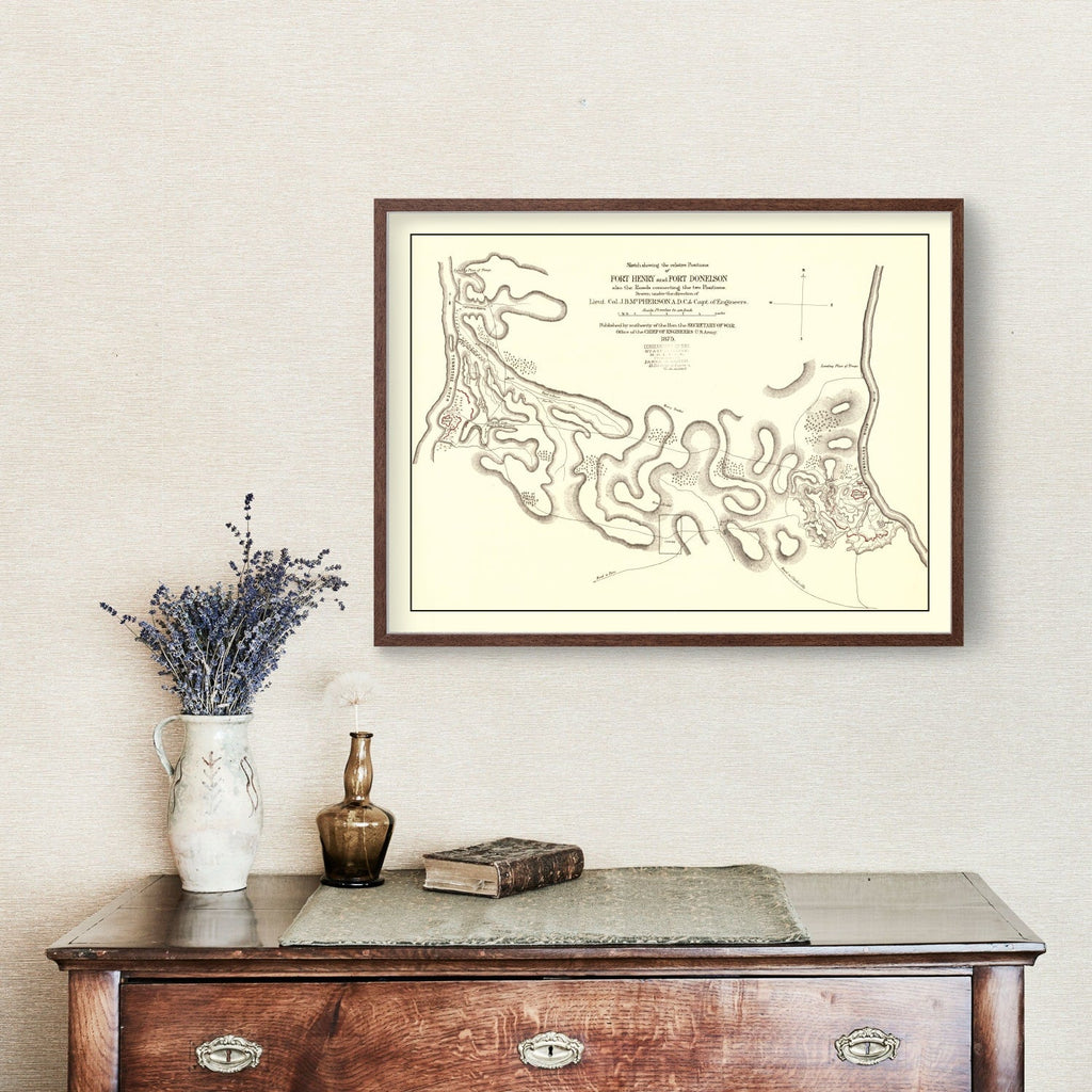 Vintage Fort Henry & Fort Donelson Map 1875
