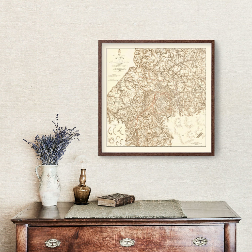 Vintage Map of Military Operations in Atlanta 1875