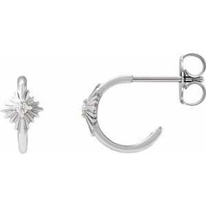 Sterling Silver .03 CTW Natural Diamond 10 mm Star Hoop Earrings