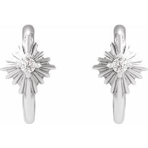 14K White Gold .03 CTW Natural Diamond 10 mm Star Hoop Earrings