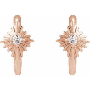 14K Rose Gold .03 CTW Natural Diamond 10 mm Star Hoop Earrings – image 2