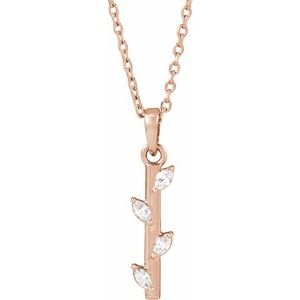 14K Rose Gold .07 CTW Natural Diamond Bar 16-18" Necklace