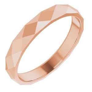 18K Rose 3.5 mm Geometric Faceted Flat Band Size 10.5