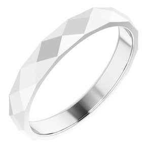 14K X1 White 3.5 mm Geometric Faceted Flat Band Size 4