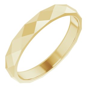14K Yellow 3.5 mm Geometric Faceted Flat Band Size 10.5