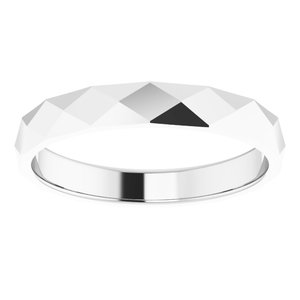 Continuum Sterling Silver 3.5 mm Geometric Faceted Flat Band Size 4.5