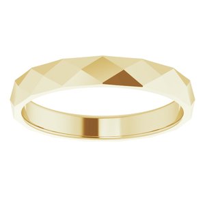 10K Yellow 3.5 mm Geometric Faceted Flat Band Size 7