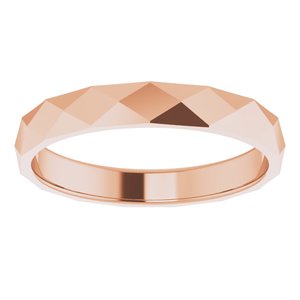 18K Rose 3.5 mm Geometric Faceted Flat Band Size 10.5