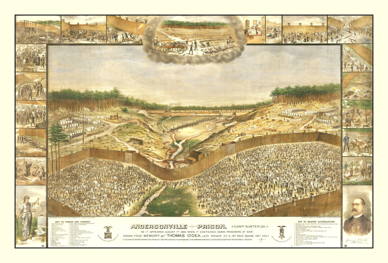 Vintage Andersonville Prison Map 1885