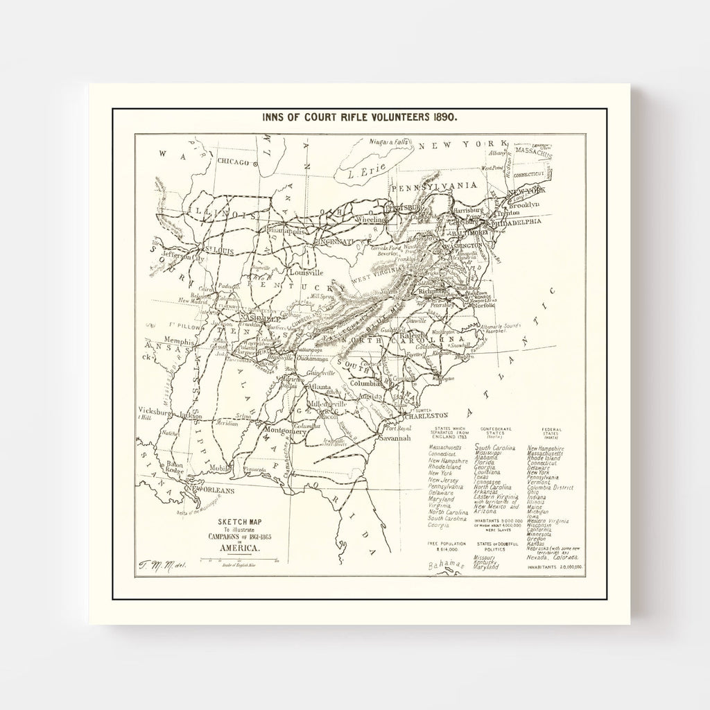 Vintage Inns of Court Rifle Volunteers Map 1890