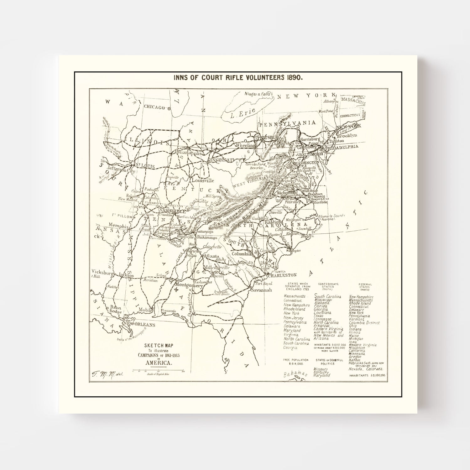Vintage Inns of Court Rifle Volunteers Map 1890