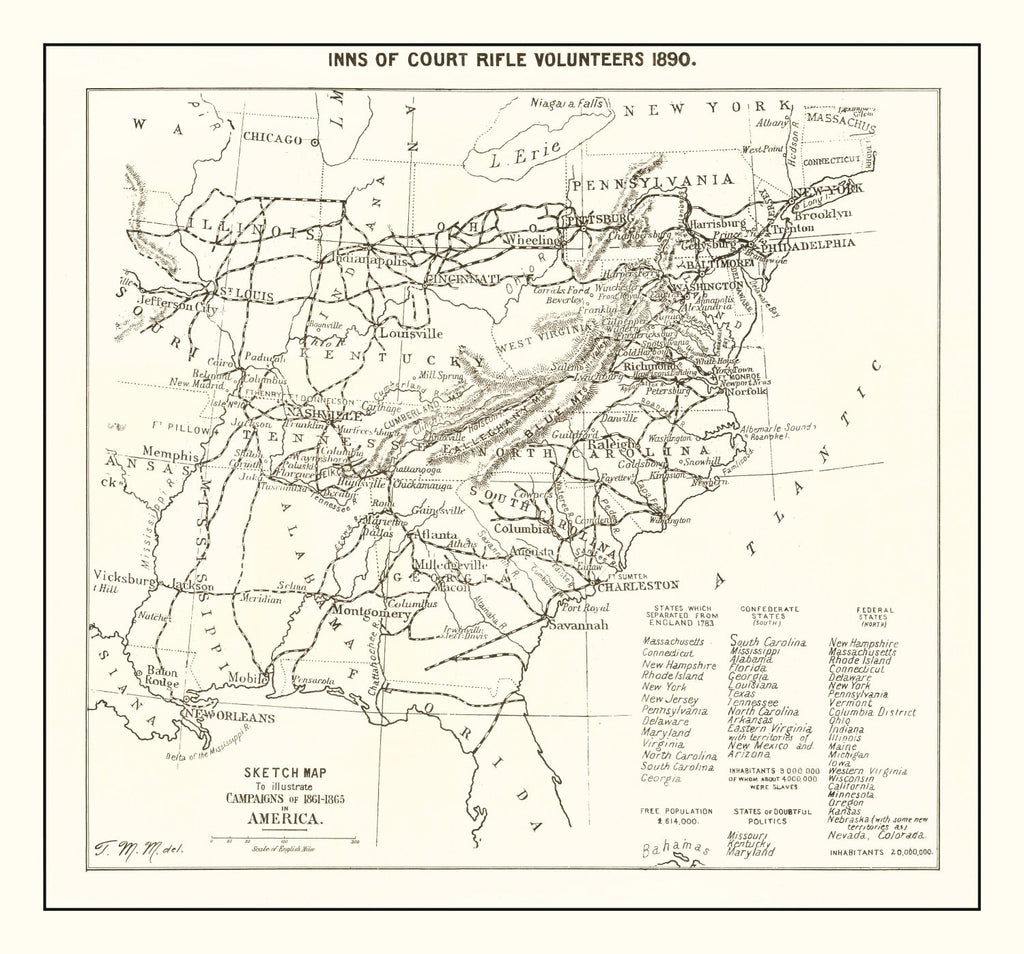 Vintage Inns of Court Rifle Volunteers Map 1890