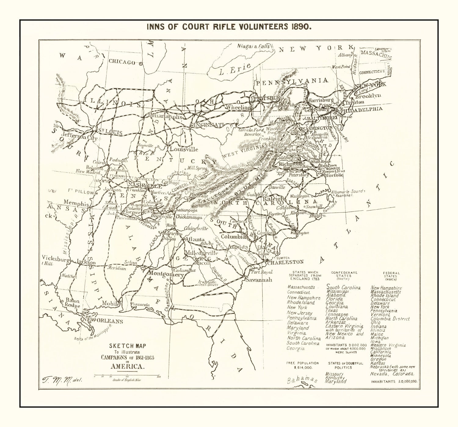 Vintage Inns of Court Rifle Volunteers Map 1890