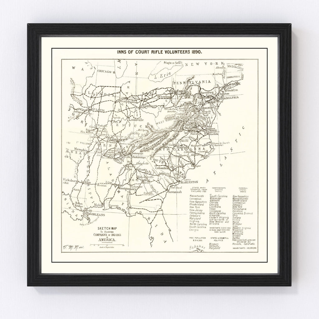 Vintage Inns of Court Rifle Volunteers Map 1890