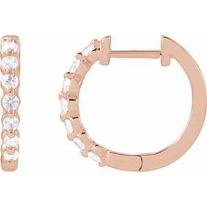 14K Rose Gold 1/3 CTW Lab-Grown Diamond Hoop Earrings