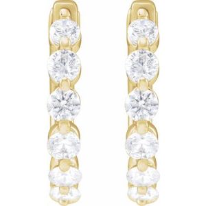 14K Yellow Gold Vermeil 3/4 CTW Lab-Grown Diamond Hoop Earrings – image 2