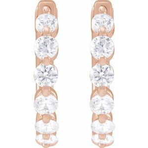 14K Rose Gold 3/4 CTW Lab-Grown Diamond Hoop Earrings – image 2