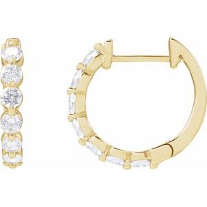 14K Yellow Gold Vermeil 1 CTW Lab-Grown Diamond Hoop Earrings