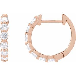 14K Rose Gold 1 CTW Lab-Grown Diamond Hoop Earrings