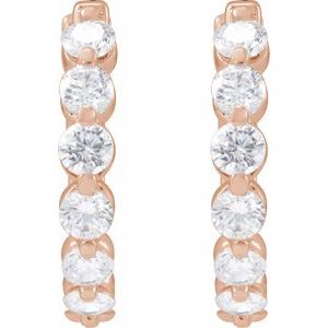 14K Rose Gold 1 CTW Lab-Grown Diamond Hoop Earrings – image 2