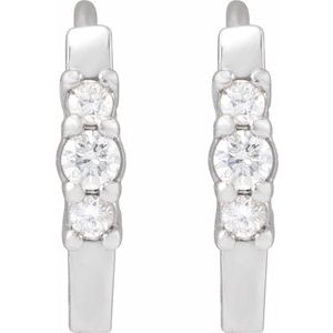 Sterling Silver 1/8 CTW Natural Diamond Hinged 13.08 mm Hoop Earrings – image 2