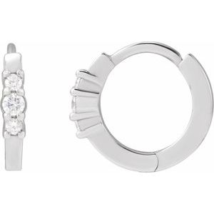 14K White Gold 1/8 CTW Natural Diamond Hinged 13.08 mm Hoop Earrings
