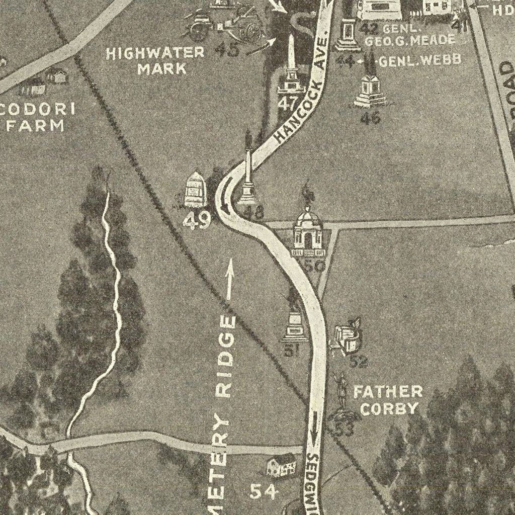 Vintage Gettysburg Battlefield Map 1936