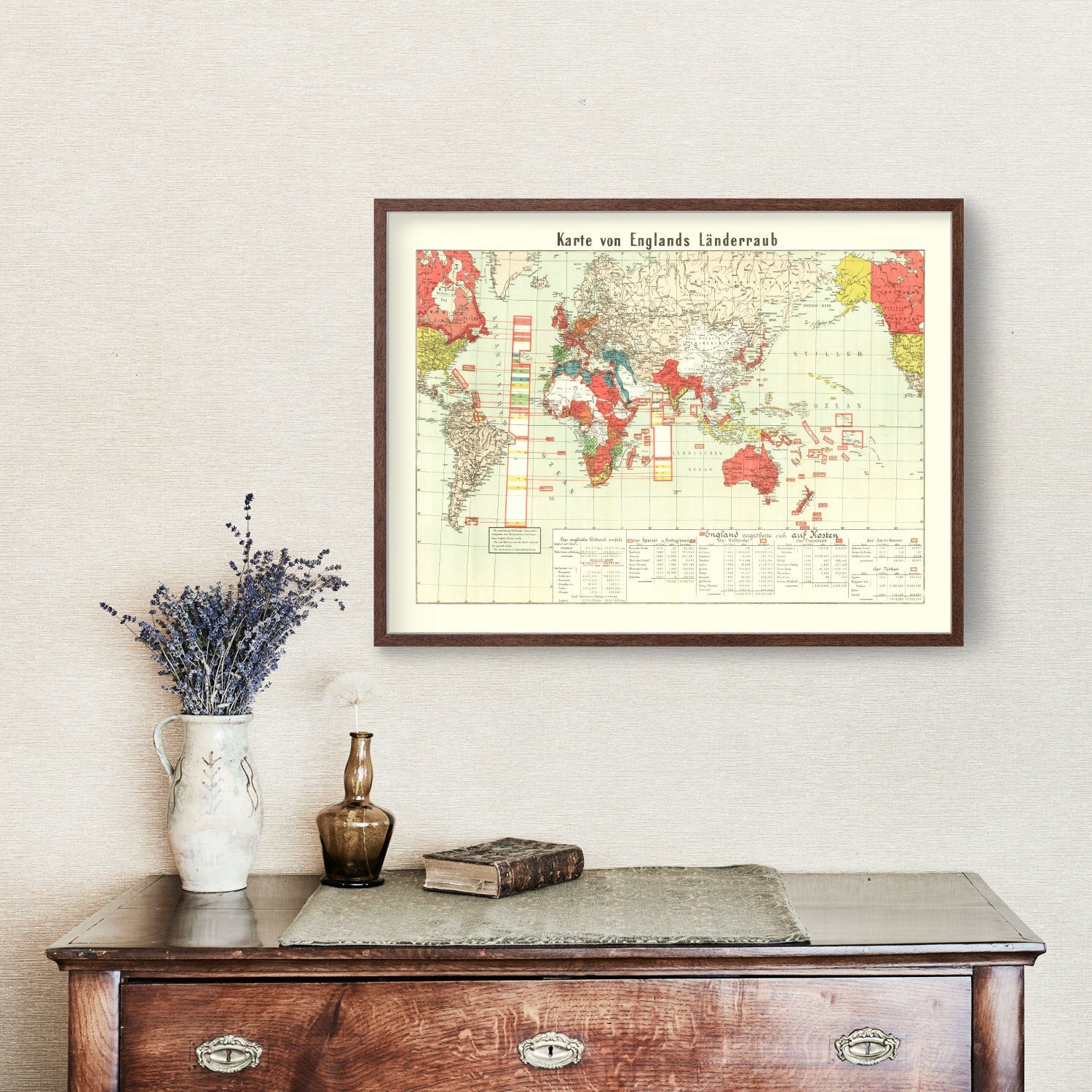 Vintage World War I Map of England 1914