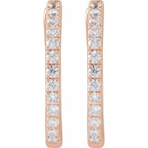 14K Rose Gold 1/3 CTW Lab-Grown Diamond 16.3 mm Hoop Earrings