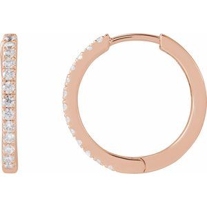 14K Rose Gold 1/3 CTW Lab-Grown Diamond 16.3 mm Hoop Earrings