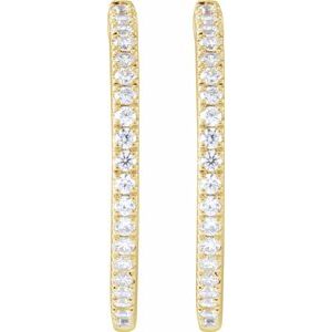 14K Yellow Gold 1/2 CTW Lab-Grown Diamond 22.9 mm Hoop Earrings