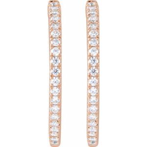 14K Rose Gold 1/2 CTW Lab-Grown Diamond 22.9 mm Hoop Earrings – image 2
