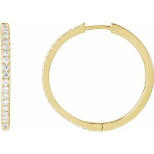 14K Yellow Gold 1/2 CTW Lab-Grown Diamond 22.9 mm Hoop Earrings