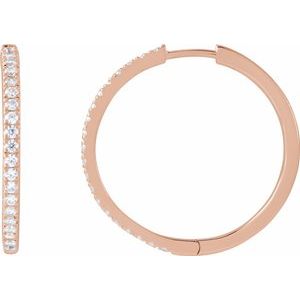 14K Rose Gold 1/2 CTW Lab-Grown Diamond 22.9 mm Hoop Earrings
