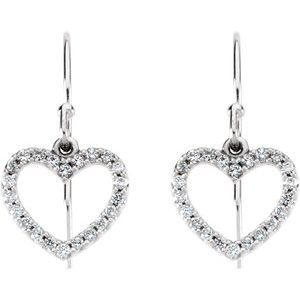 14K White Gold 1/5 CTW Natural Diamond Heart Earrings – image 2
