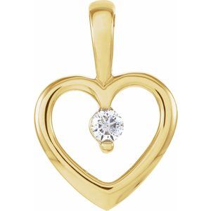 14K Yellow Gold .07 CT Natural Diamond Heart Pendant