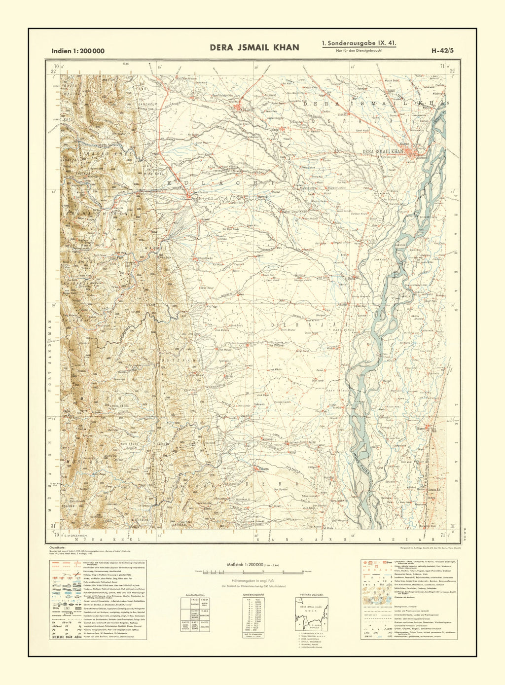 Vintage World War II India Map 1932