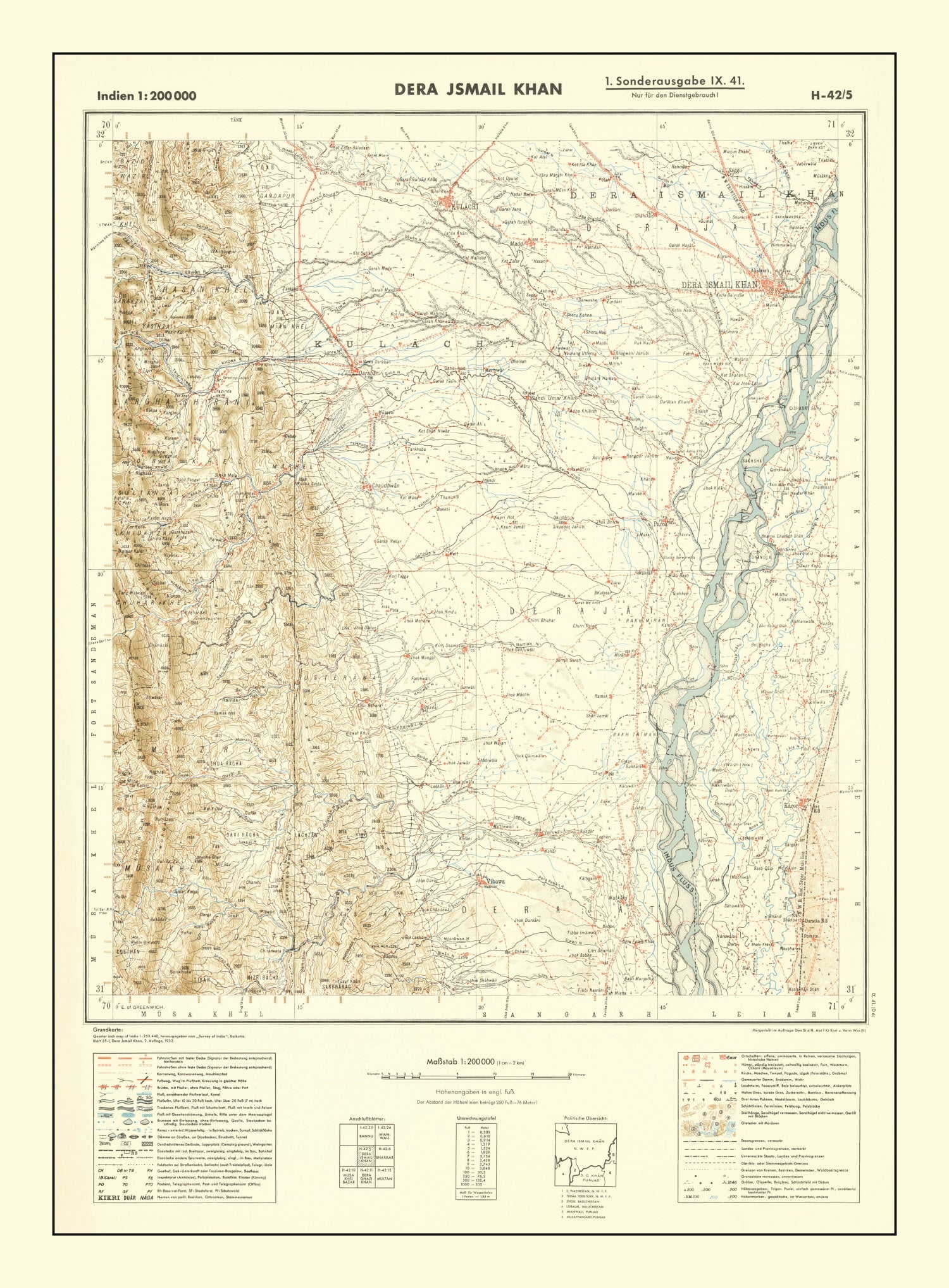 Vintage World War II India Map 1932
