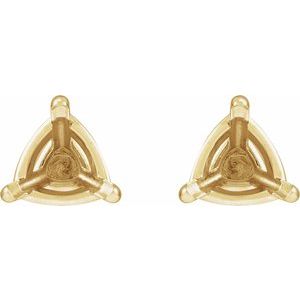 14K Yellow Gold 7 mm Trillion 3-Prong Claw Earring Mounting – image 2