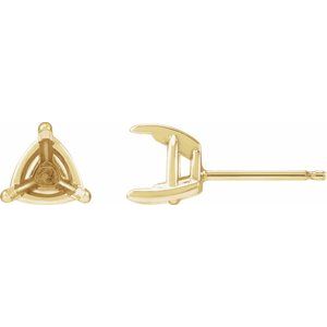 14K Yellow Gold 6.5 mm Trillion 3-Prong Claw Earring Mounting
