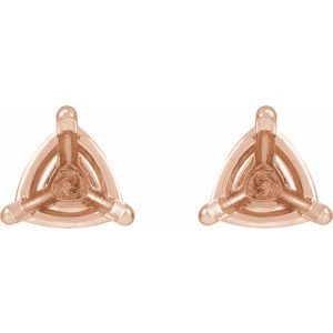 14K Rose Gold 7 mm Trillion 3-Prong Claw Earring Mounting – image 2