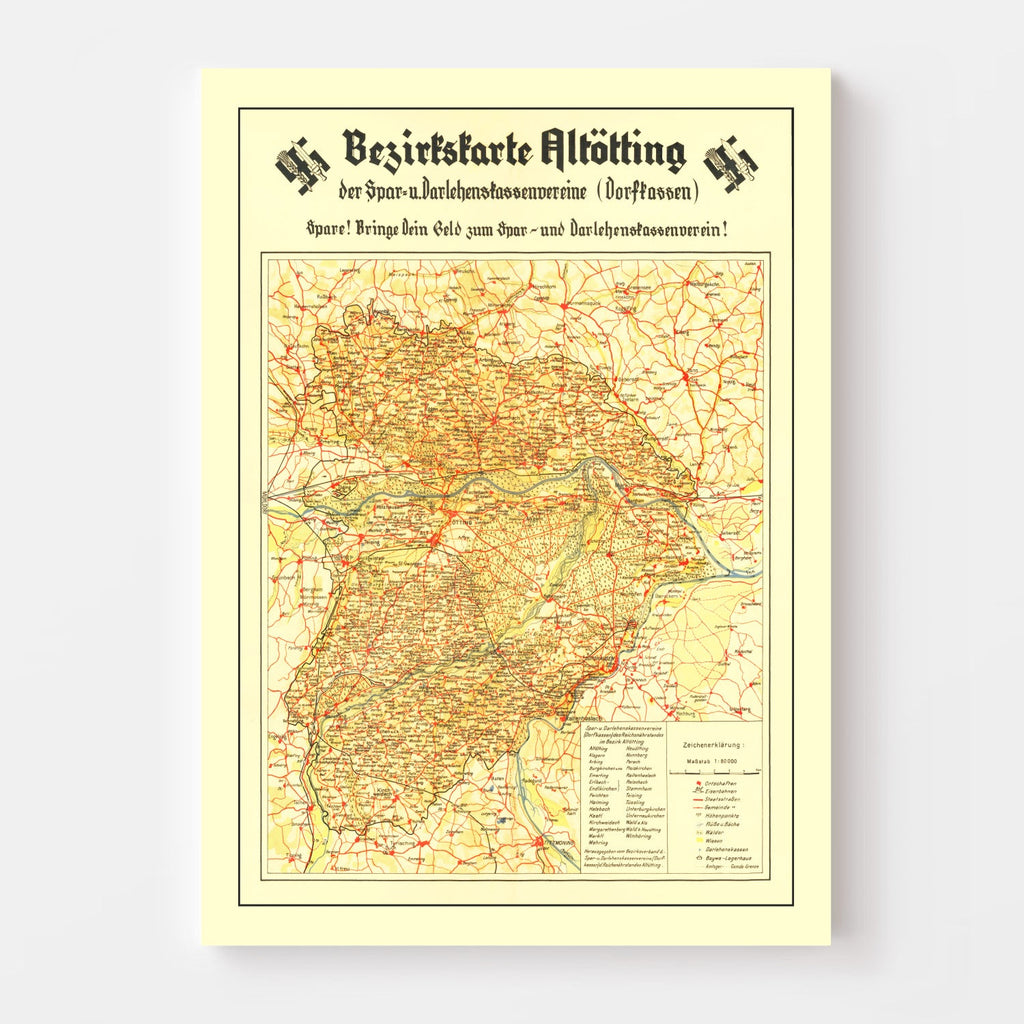 Vintage World War II Nazism Map 1934